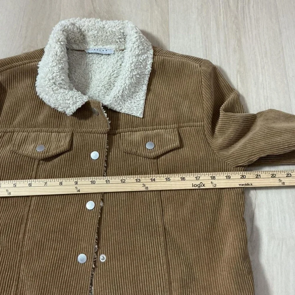 FAVLUX FASHION Women's Corduroy Sherpa Lined Trucker Jacket Tan Penny Lane‎ - Picture 5 of 6